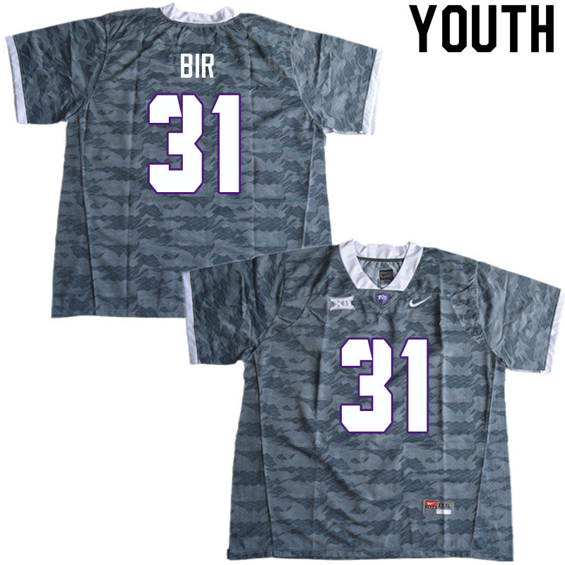 Youth #31 Carter Bir TCU Horned Frogs College Football Jerseys Sale-Gray - Click Image to Close